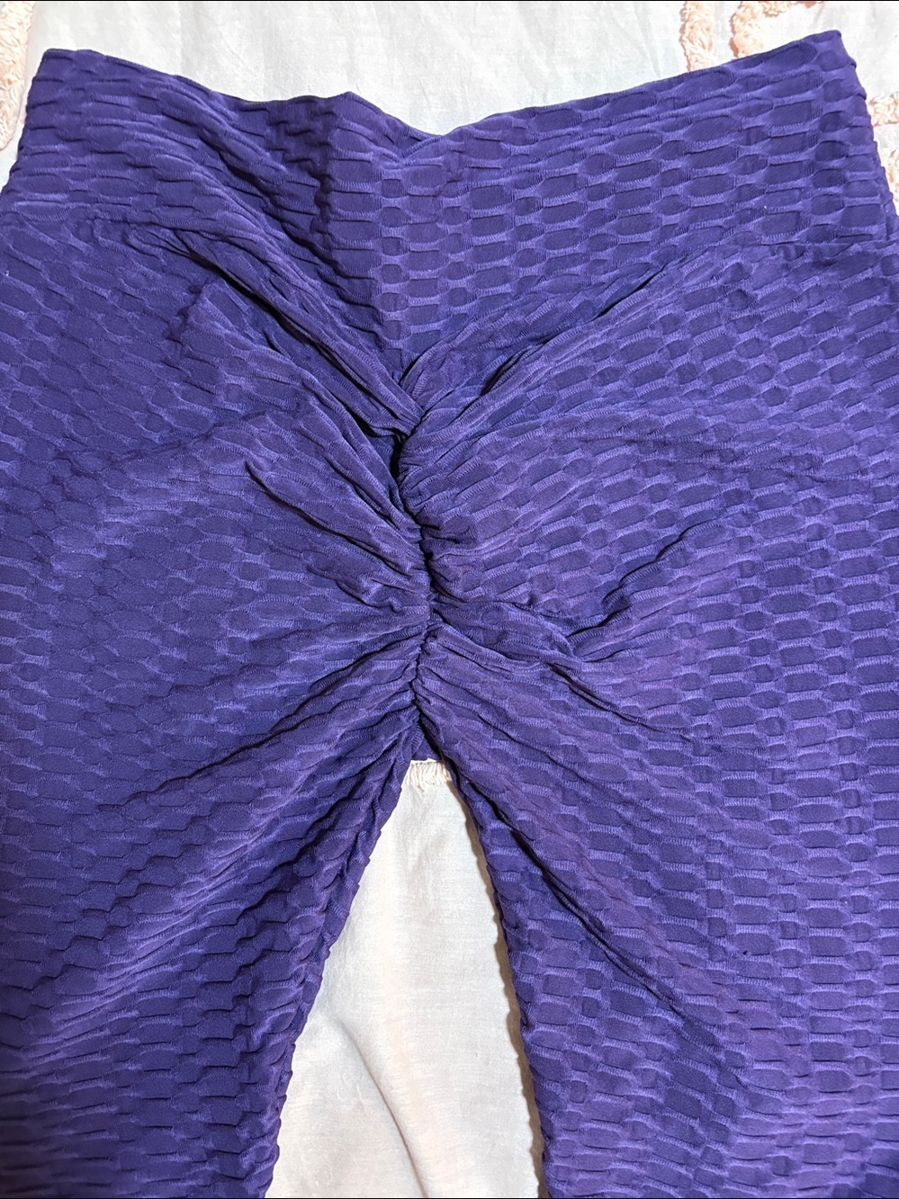 Purple Textured High-Waist Active leggings 3X scrunch butt style - Picture 2 of 5